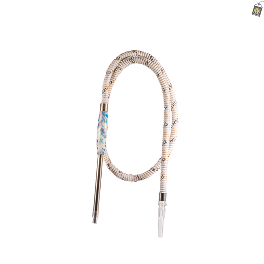Onyx Long Handle Leather Hookah Pipe - White