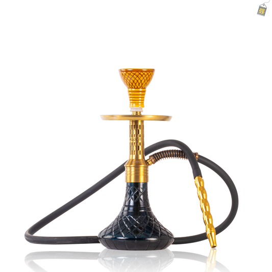 Dark Knight Orbit Hookah with Bag - Gold Stem / Black Base