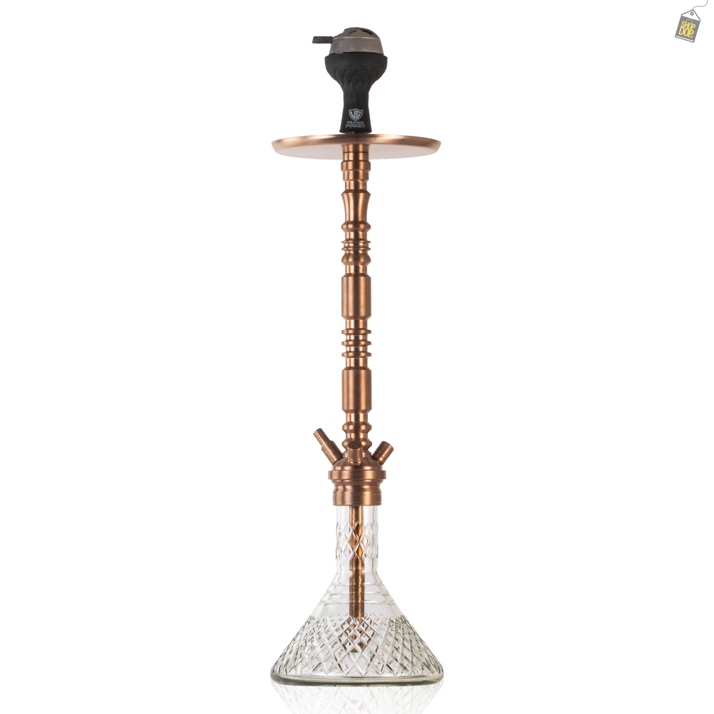 Sultan Orchan Hookah with 2 Bags - Bronze Stem / Transparent Base
