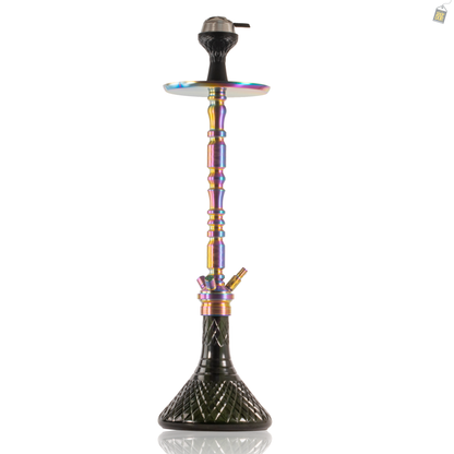 Sultan Orchan Hookah with 2 Bags - Rainbow Stem / Emerald Green Base