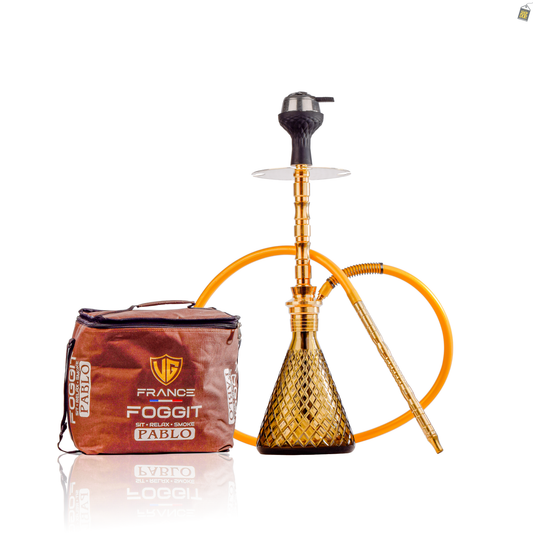 Pablo L5 Hookah with Bag - Grey Base / Gold Stem