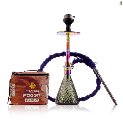 Pablo L2 Hookah with Bag - Green Base / Rainbow Stem