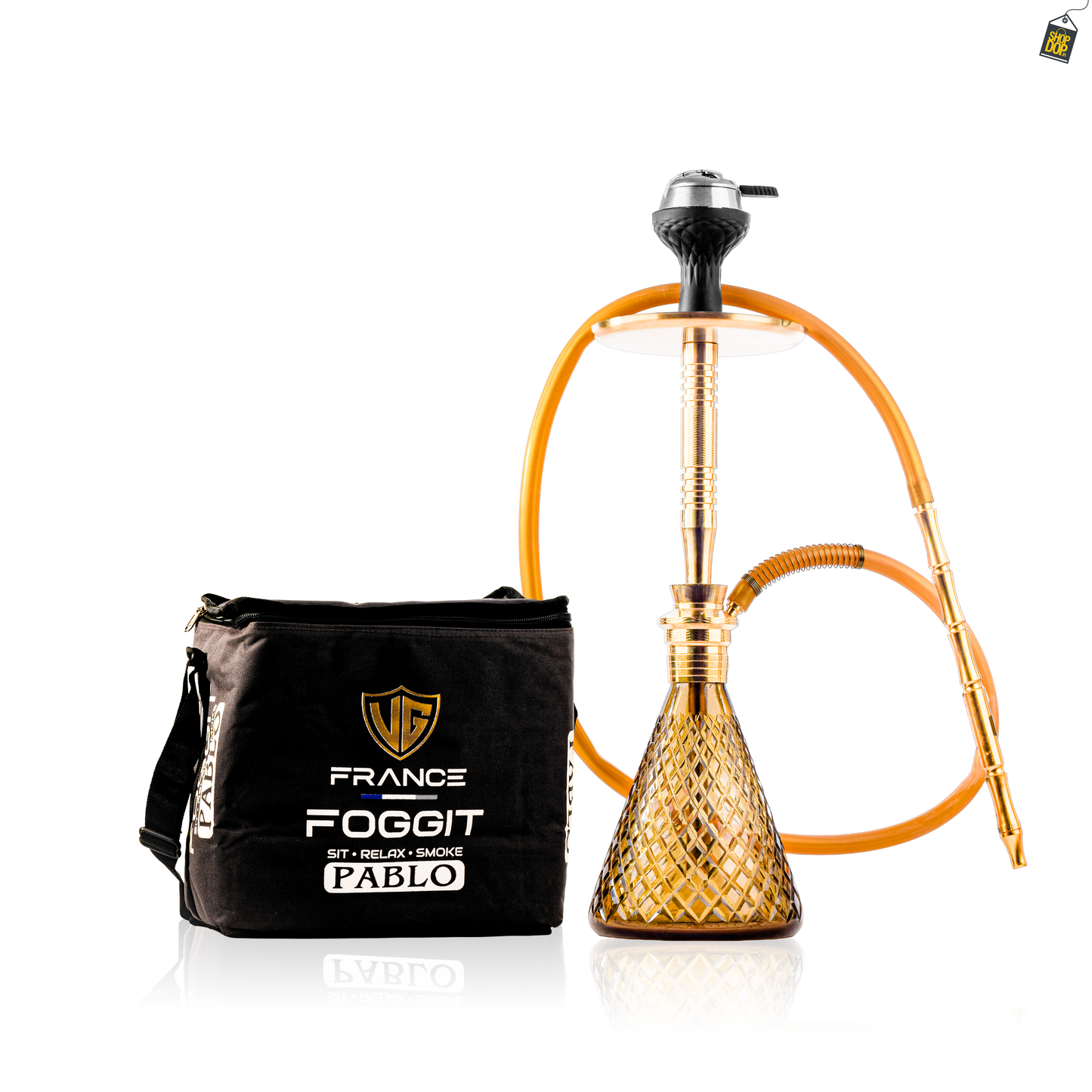Pablo L2 Hookah with Bag - Grey Base / Golden Stem