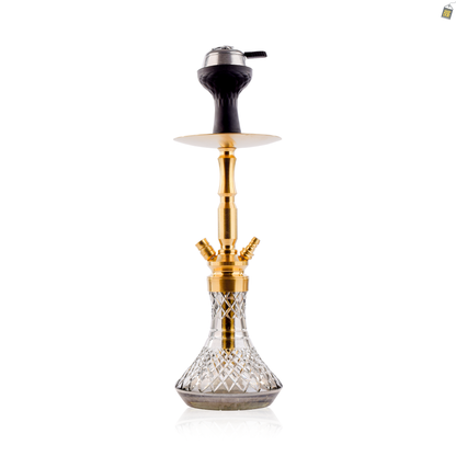 COCOYAYA Pedro Hookah with Bag - Golden Stem / Cut Glass Base