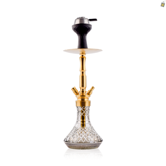 COCOYAYA Pedro Hookah with Bag - Golden Stem / Cut Glass Base
