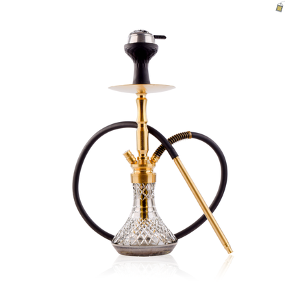 COCOYAYA Pedro Hookah with Bag - Golden Stem / Cut Glass Base