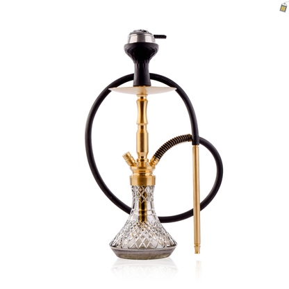 COCOYAYA Pedro Hookah with Bag - Golden Stem / Cut Glass Base