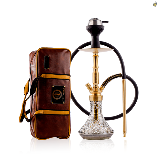 COCOYAYA Pedro Hookah with Bag - Golden Stem / Cut Glass Base