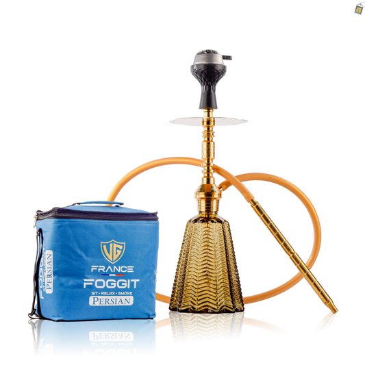 Persian Jewel 2.0 Hookah with Bag - Gold Stem / Grey Base