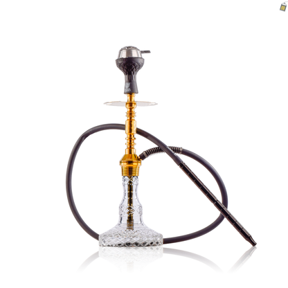 Persian Carafe 2.0 Hookah with Bag - Gold Stem / Transparent Base