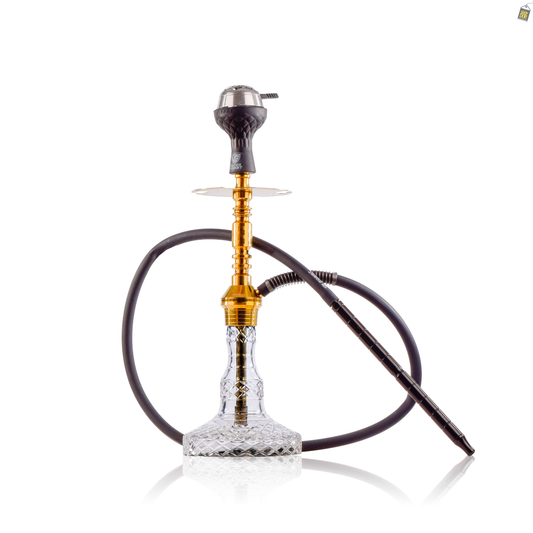 Persian Carafe 2.0 Hookah with Bag - Gold Stem / Transparent Base