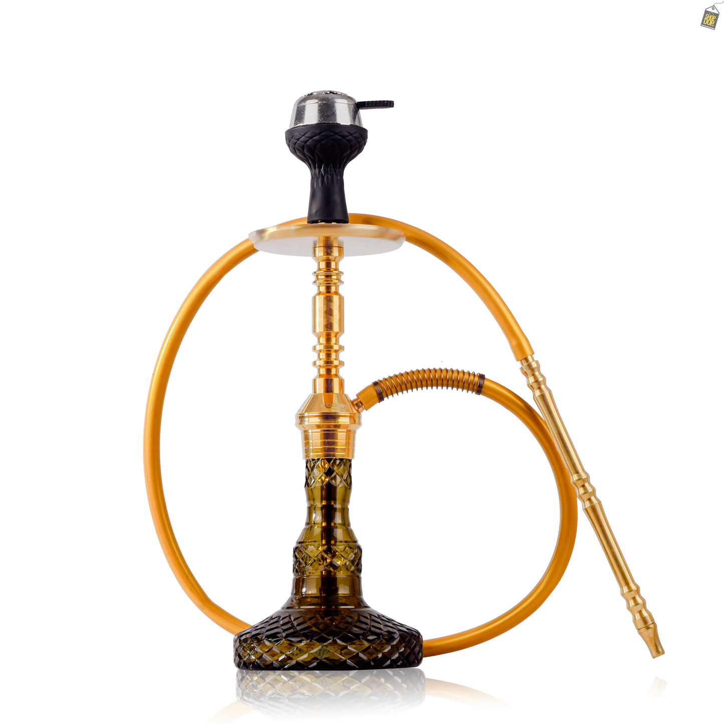 Persian Carafe Hookah with Bag - Gold Stem / Grey Base