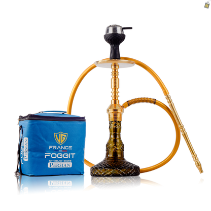 Persian Carafe Hookah with Bag - Gold Stem / Grey Base