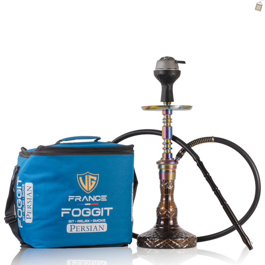 Persian Carafe Hookah with Bag - Rainbow Stem / Brown Base