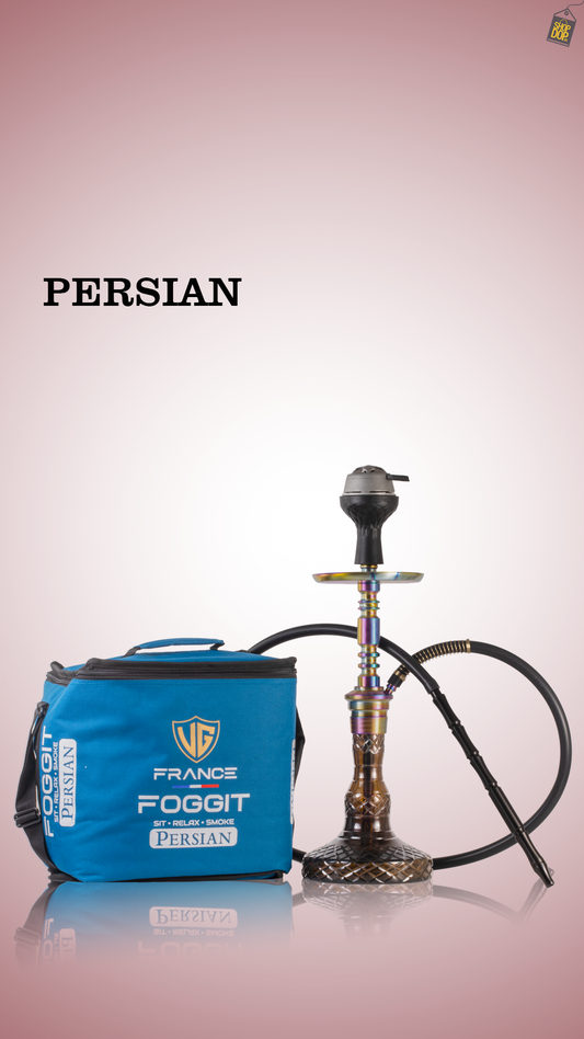 Persian Carafe Hookah with Bag - Rainbow Stem / Brown Base
