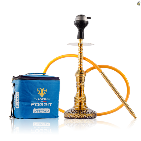 Persian Carafe 2.0 Hookah with Bag - Gold Stem / Grey Base
