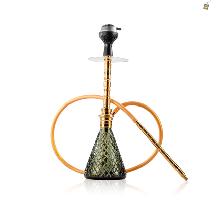 Pablo L5 Hookah with Bag - Gold Stem / Emerald Green Base