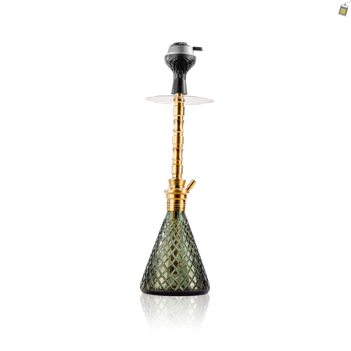 Pablo L5 Hookah with Bag - Gold Stem / Emerald Green Base