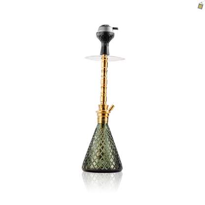 Pablo L5 Hookah with Bag - Gold Stem / Emerald Green Base