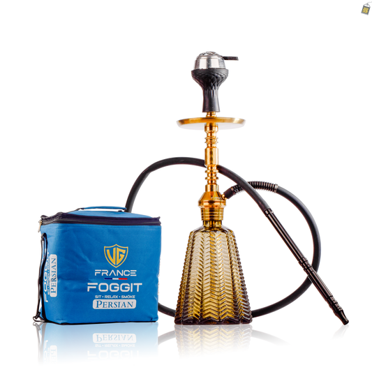 Persian Jewel Hookah with Bag - Gold Stem / Grey Base