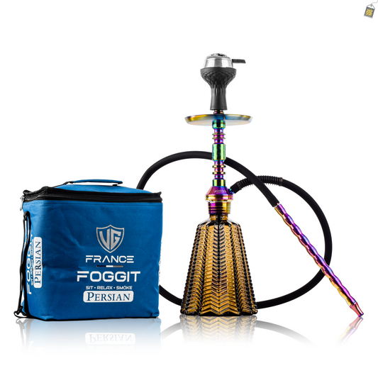 Persian Jewel Hookah with Bag - Rainbow Stem / Grey Base