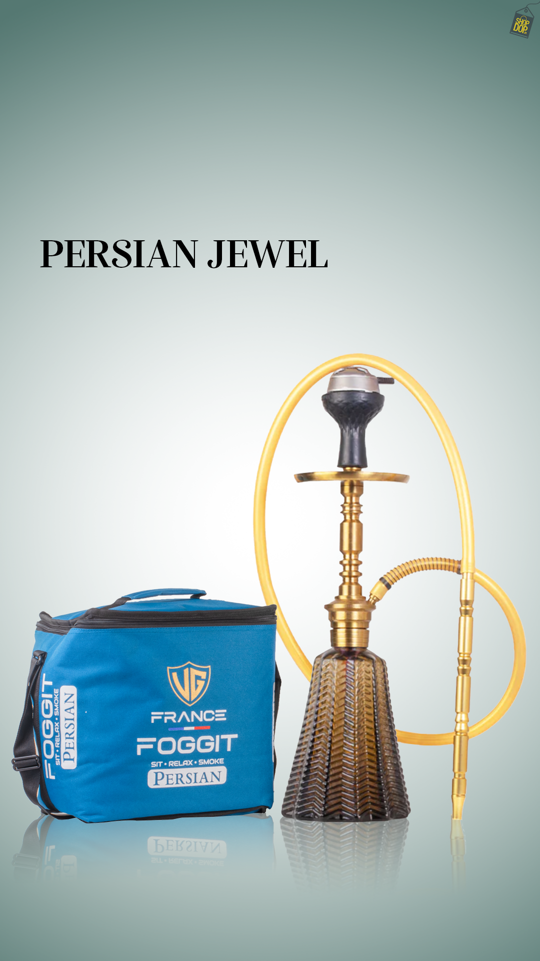 Persian Jewel Hookah with Bag - Gold Stem / Brown Base