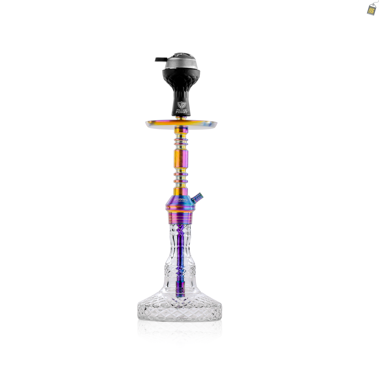 Persian Carafe Hookah with Bag - Rainbow Stem / Transparent Base