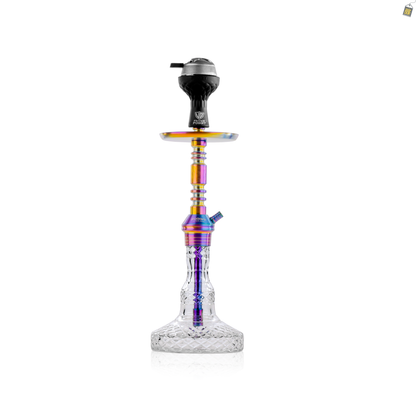 Persian Carafe Hookah with Bag - Rainbow Stem / Transparent Base