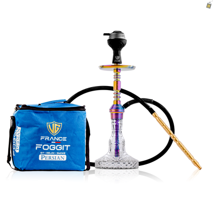 Persian Carafe Hookah with Bag - Rainbow Stem / Transparent Base