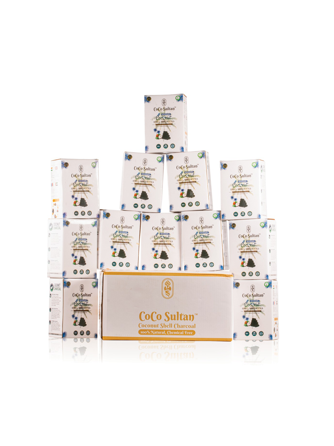 Pack of 12kg (Peti) COCO Sultan Hexagonal Hookah Coconut Coal - Carton