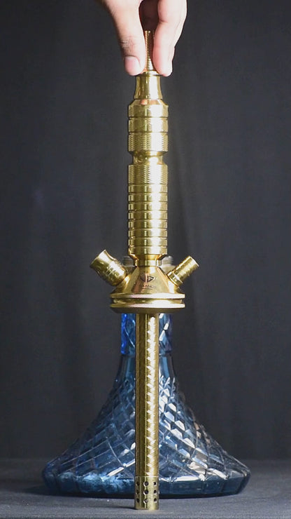 JOE Hookah with Bag (Fighter Series) - Sky Blue Base / Golden Stem