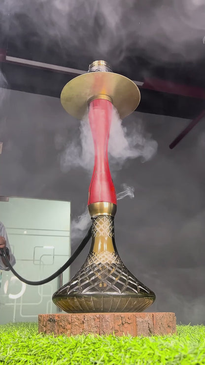 COCOYAYA Wood Pro Hookah - Red Stem (Grey Base)