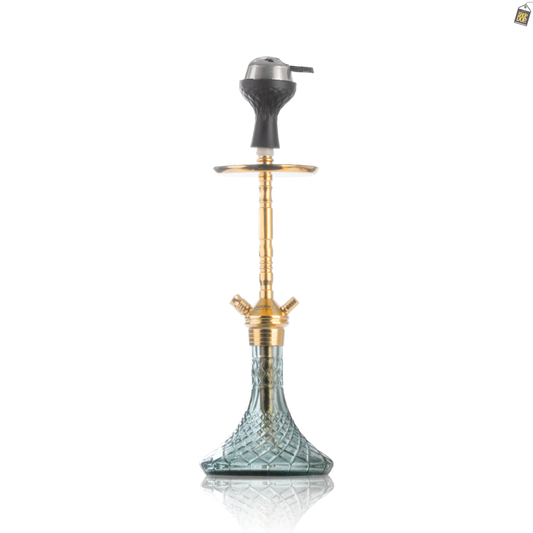 Fighter Hookah R2 - Gold Stem / Aqua Base