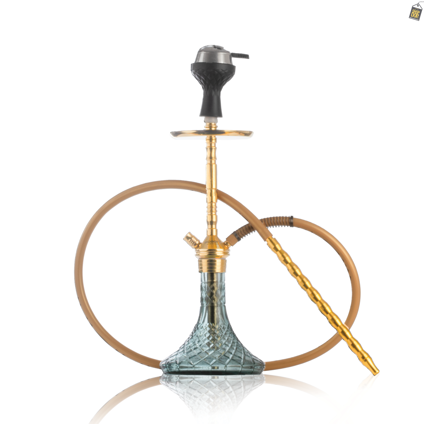 Fighter Hookah R2 - Gold Stem / Aqua Base