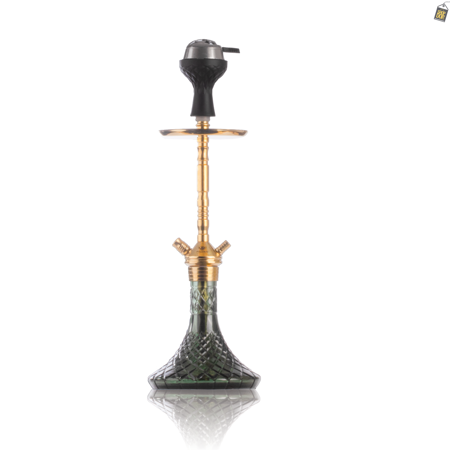 Fighter Hookah R2 - Gold Stem / Emerald Green Base