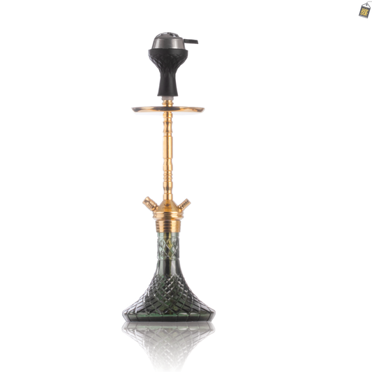 Fighter Hookah R2 - Gold Stem / Emerald Green Base