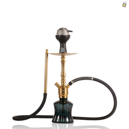 COCOYAYA VIP Robby Hookah with Bag - Gold Stem / Emerald Green Base