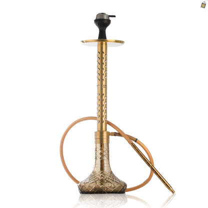 VG Romeo Vault Hookah with 2 Bags - Gold Arrow Stem / Grey Base