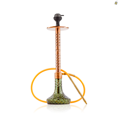 VG Romeo Vault Hookah with 2 Bags - Bronze Arrow Stem / Emerald Green Base