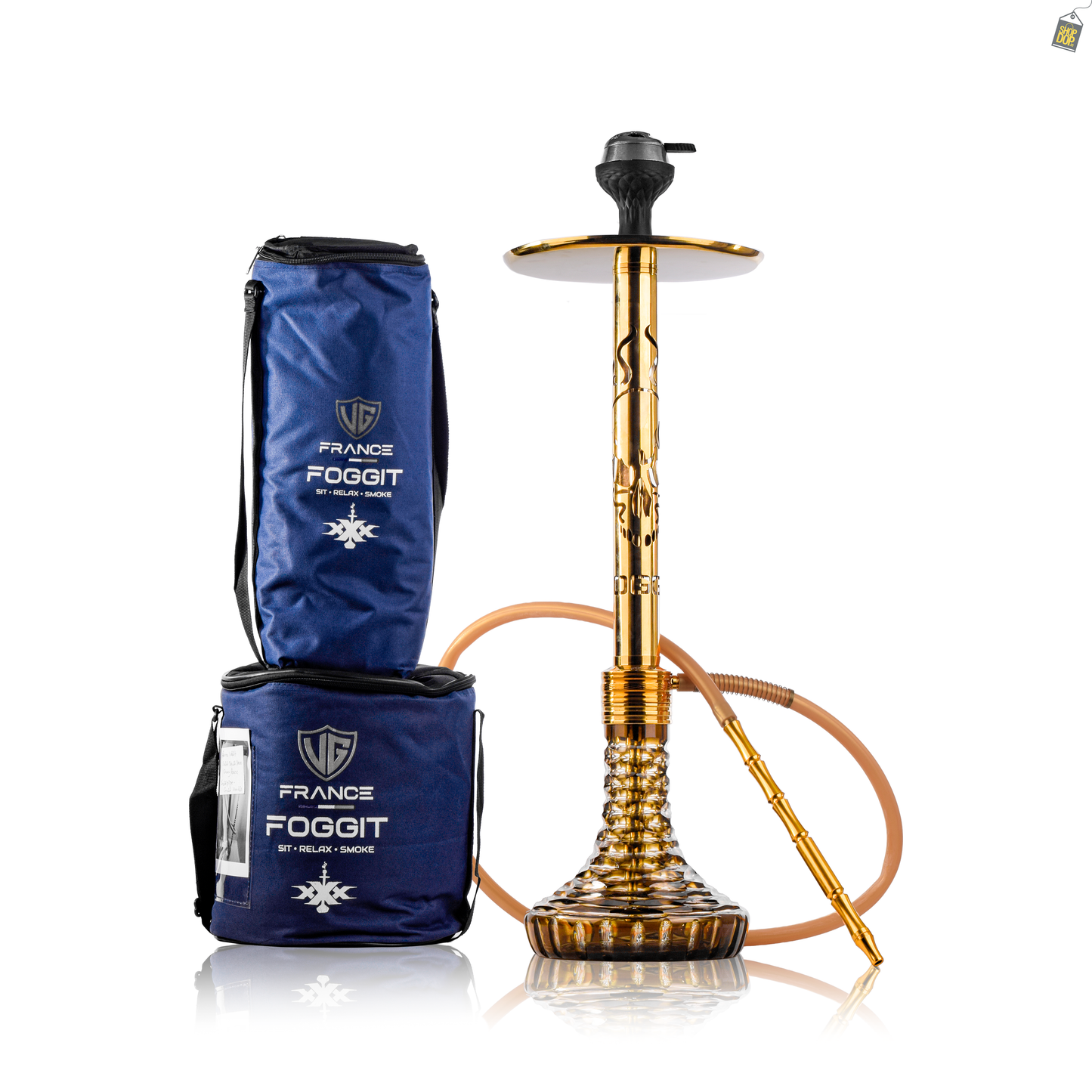VG Romeo Vault Hookah - Gold Skull Stem / Grey Base