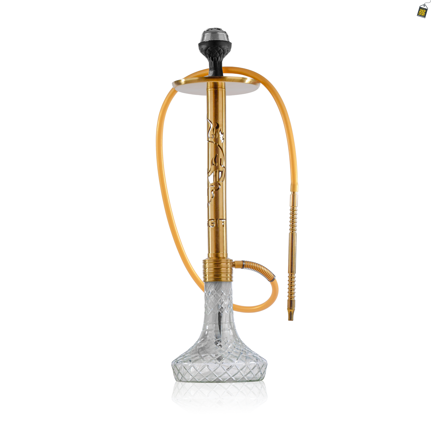 VG Romeo Skull Hookah - Golden Stem / Transparent Base