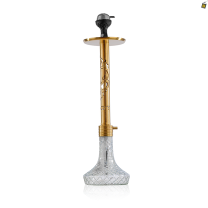 VG Romeo Skull Hookah - Golden Stem / Transparent Base
