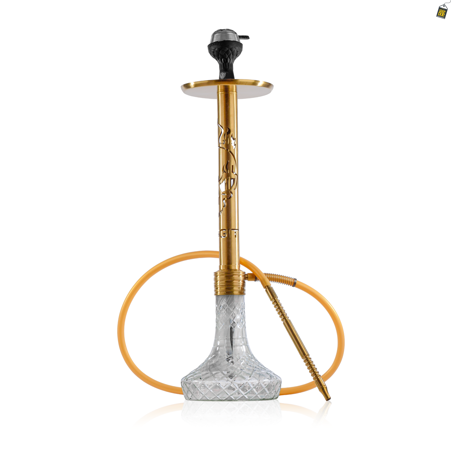 VG Romeo Skull Hookah - Golden Stem / Transparent Base