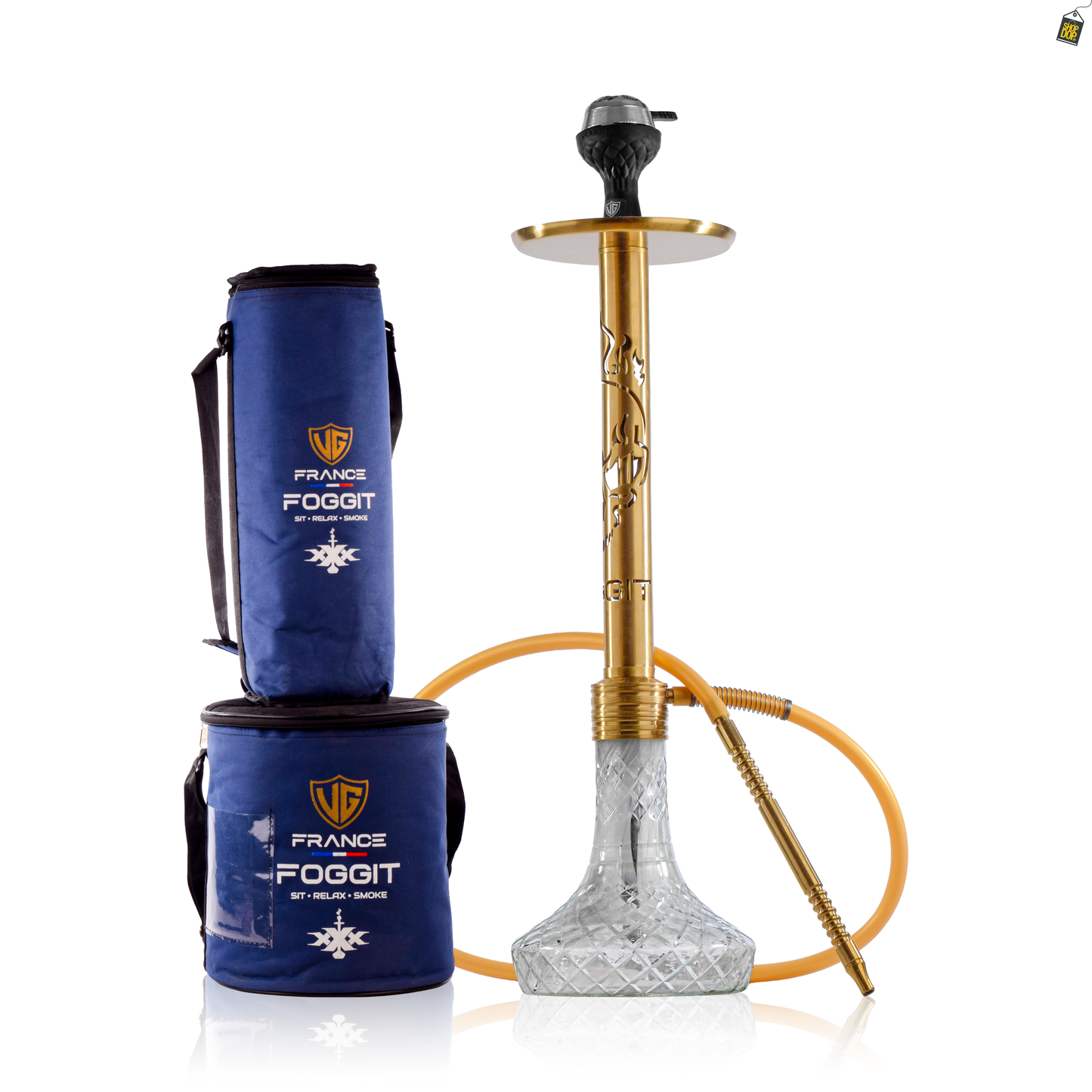 VG Romeo Skull Hookah - Golden Stem / Transparent Base