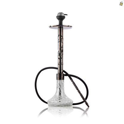 VG Romeo Vault Hookah - Gun Metal Skull Stem / Transparent Base