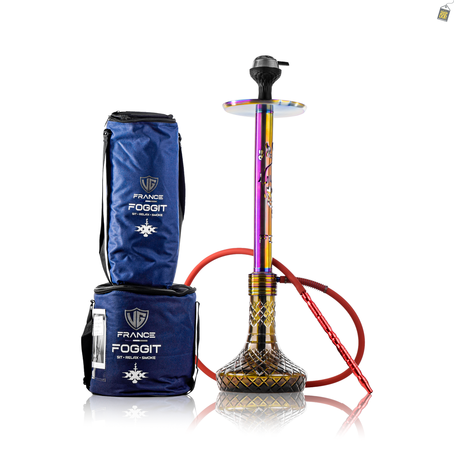 VG Romeo Vault Hookah - Rainbow Skull Stem / Emerald Green Base