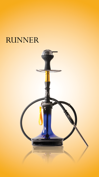 Runner Hookah - Golden Stem / Blue Base