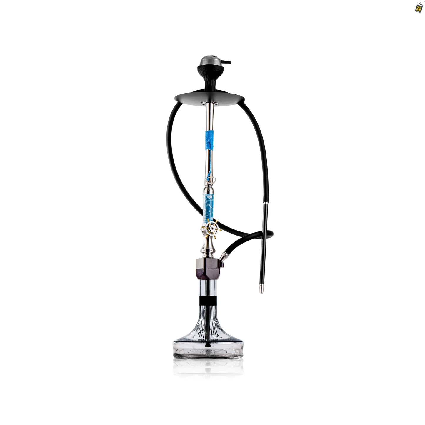 Sailor X Hookah - Blue Stem / Transparent Glass Base