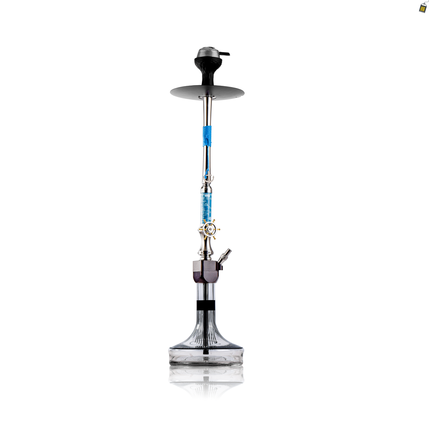 Sailor X Hookah - Blue Stem / Transparent Glass Base