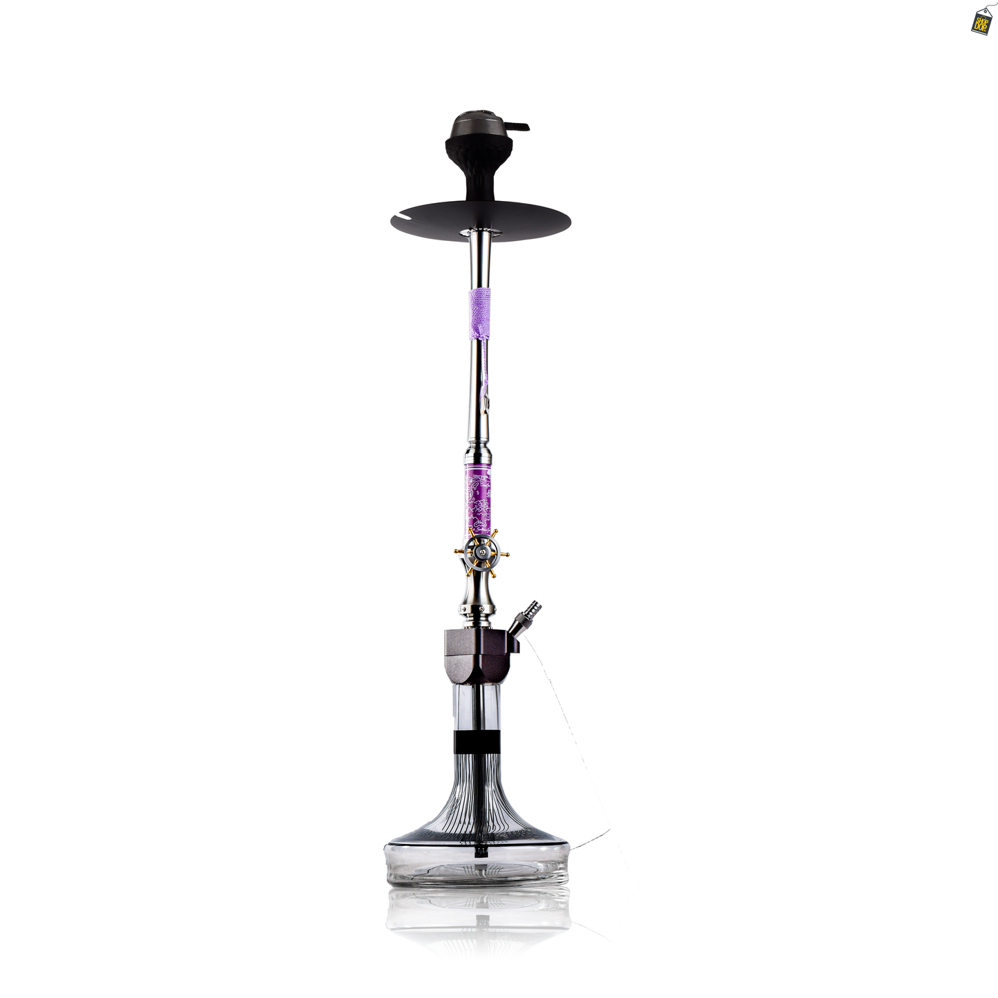 Sailor X Hookah - Purple Stem / Transparent Glass Base